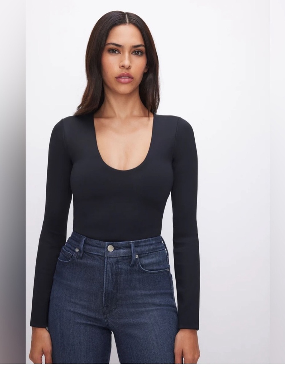 Good American Sculpting Scoop Neck Bodysuit Size Small Black